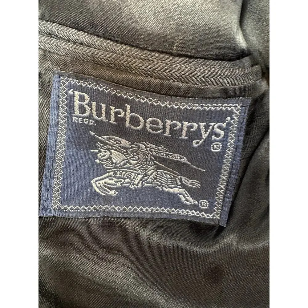 Burberrys Wool Blazer Mens 42S (Estimated) Gray Pinstripe Vintage Burberry